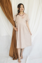 MAMA HAMIL Amy Dress Baju Hamil Menyusui Pita Leher Katun Polos Simple Elegant   DRG 02 3  large